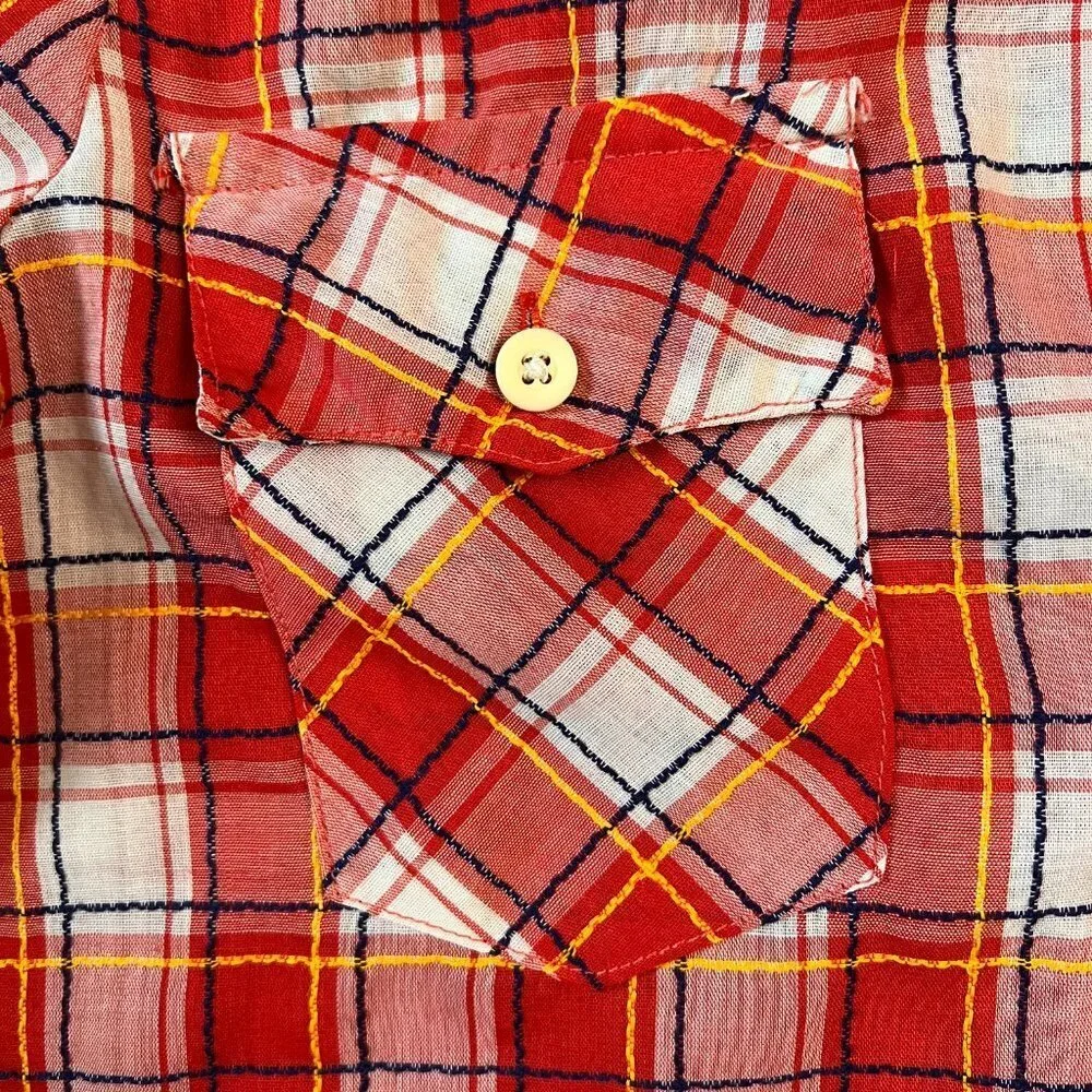 Levi's Vintage 70s Red Plaid Button Down Shirt